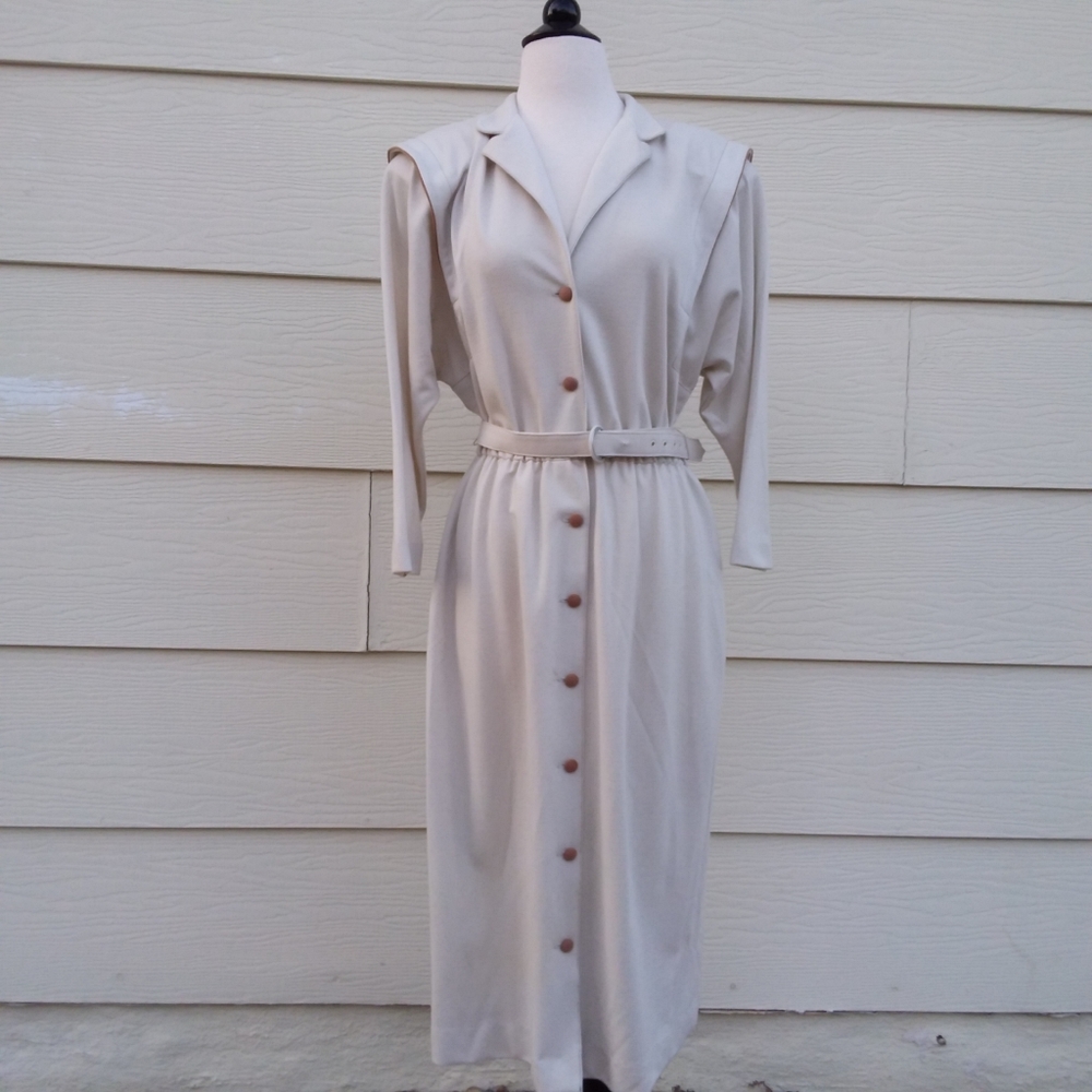 Vintage Willi of California Cream Belted Coat M